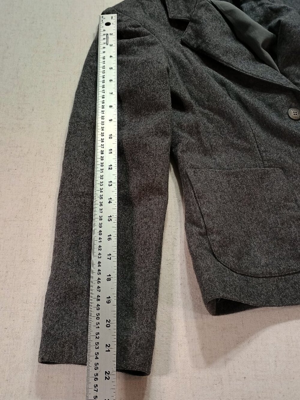 Gray Wool Blend Tailored Blazer Jacket Patch Pockets Medium, vintage old money - Picture 8 of 9